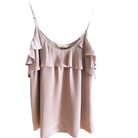 REBECCA TAYLOR | Dusty Purple Ruffle Neck Silk Camisole Balletcore| Size 8 - Picture 1 of 6